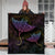 Hawaii Manta Ray Hibiscus Premium Quilt - Glitter Style - AH Black - Polynesian Pride