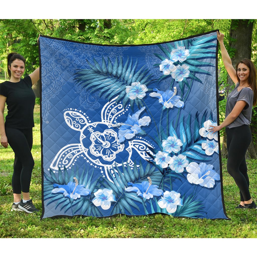 Hawaii Turtle Tropical Flower Polynesian Premium Quilt - Anna Style - AH Pastel - Polynesian Pride