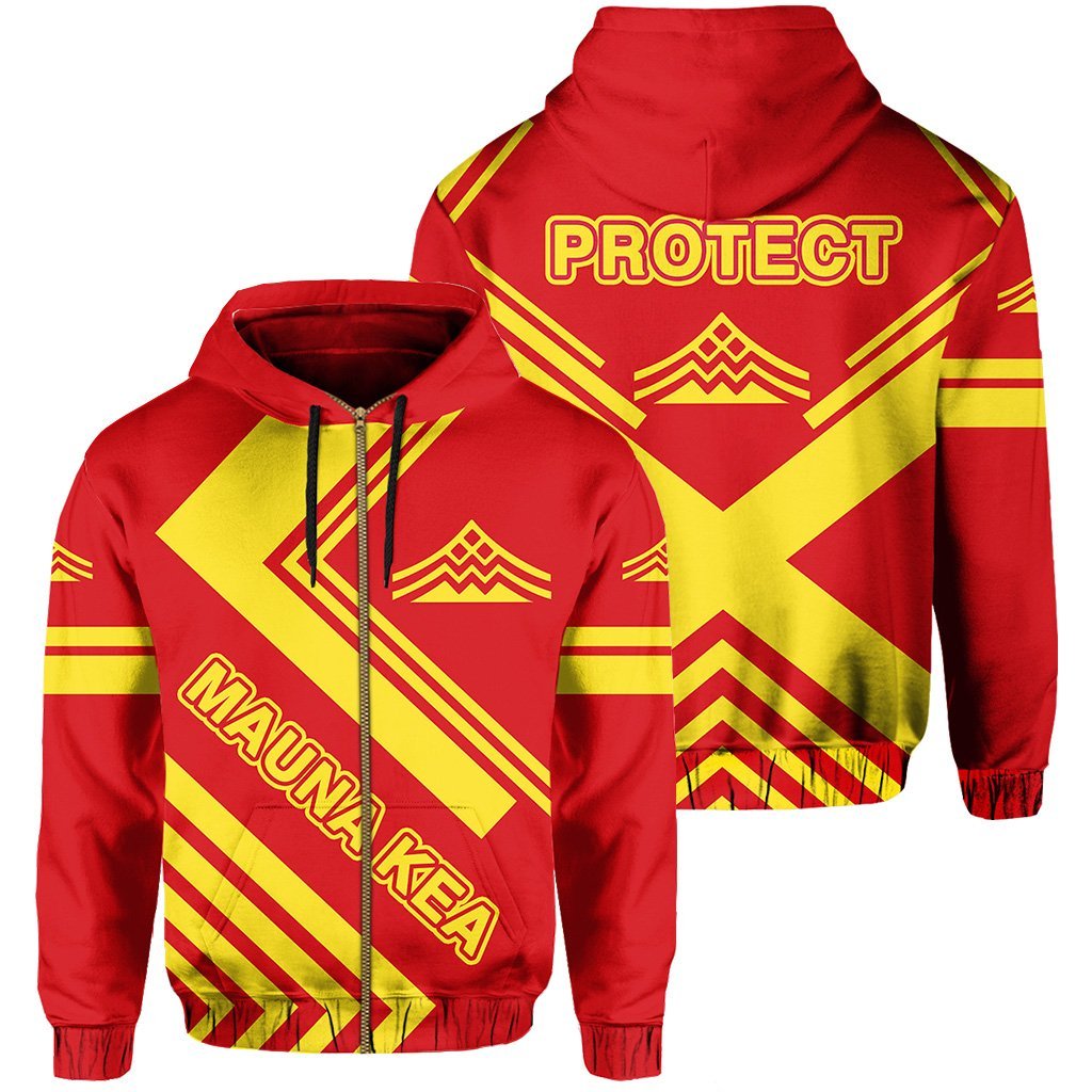 Hawaii Protect Mauna Kea Hoodie Zip Unisex Red - Polynesian Pride