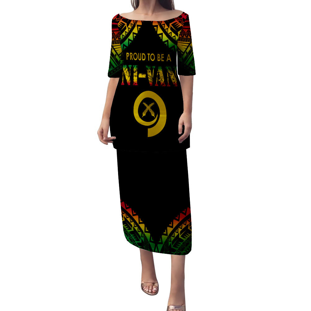 Vanuatu Proud To Be A Ni-Van - Polynesian Pattern Puletasi Dress LT7 Women Black - Polynesian Pride