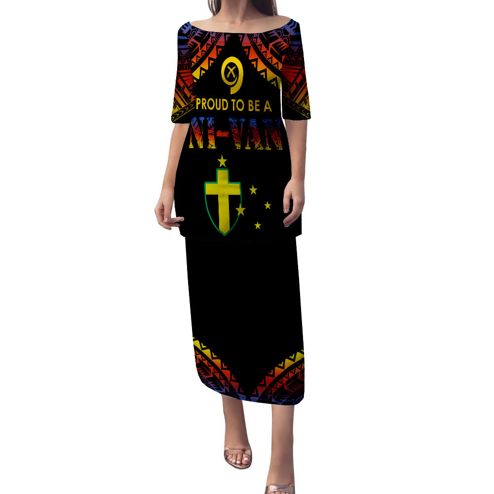 Vanuatu Proud To Be A Ni-Van - Polynesian Pattern Puletasi Dress - Tafea Province LT7 Women Black - Polynesian Pride