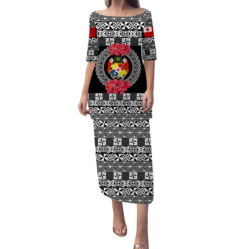 (Custom Personalised) Tonga Emancipation Day Puletaha Dress Independence Day - Simple Ngatu Heilala Flower - Black LT8 Long Dress Black - Polynesian Pride