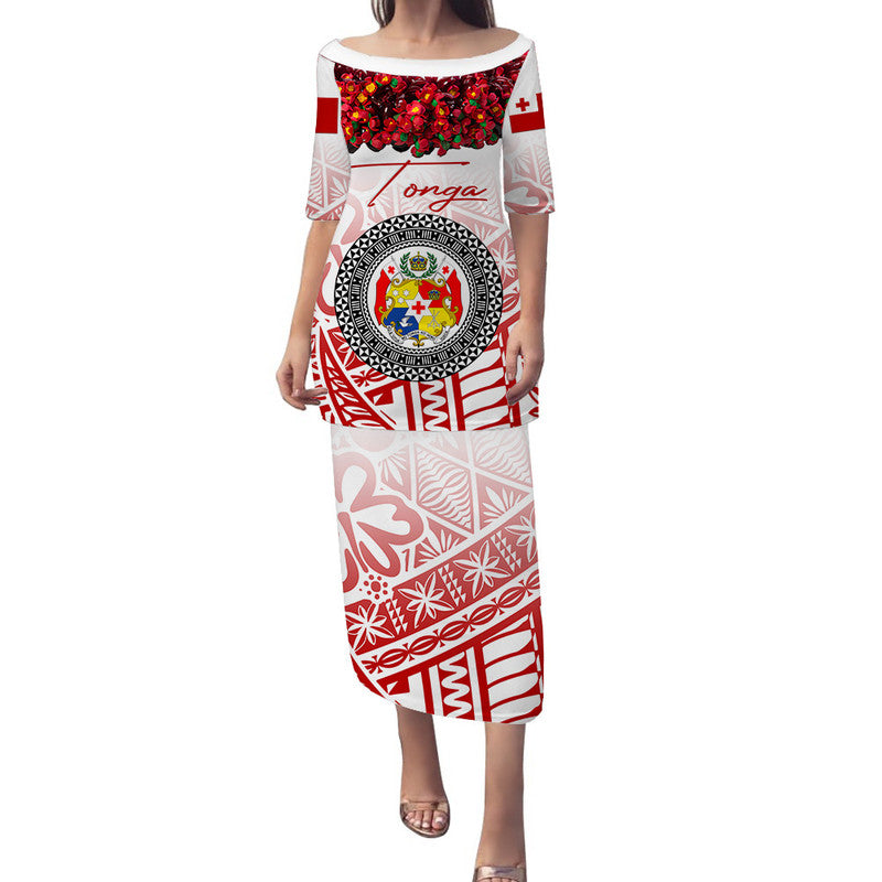 (Custom Personalised) Tonga Emancipation Day Puletaha Dress Independence Day - Unique Kahoa Heilala Flower - White LT8 Long Dress White - Polynesian Pride