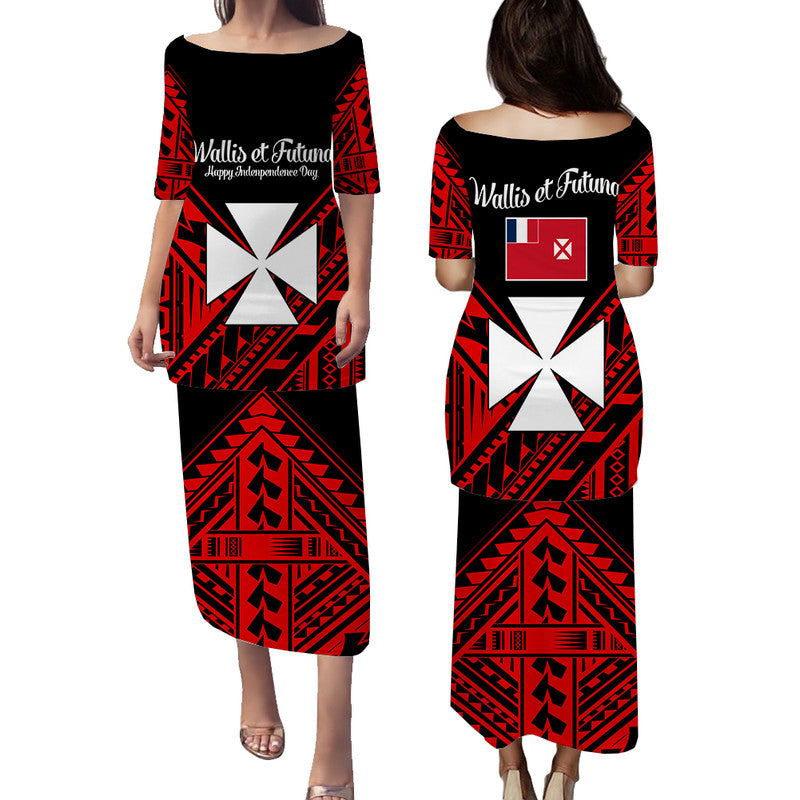 Wallis et Futuna Puletasi Dress Happy Independence Day LT9 Long Dress Red - Polynesian Pride