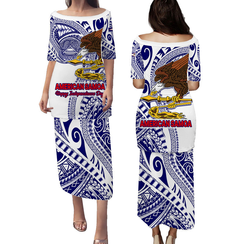 American Samoa Independence Day Puletasi Dress Simple Style LT9 Long Dress White - Polynesian Pride