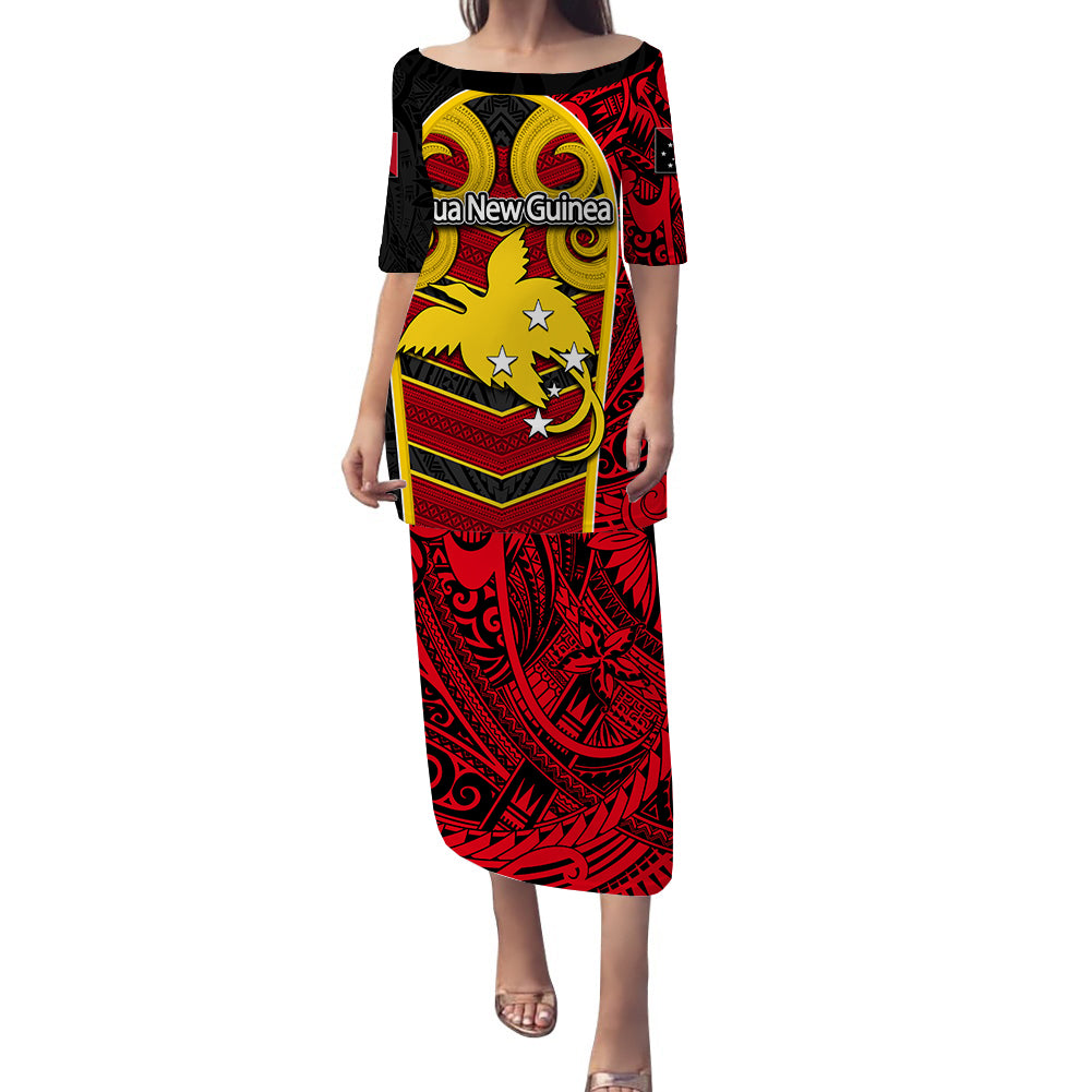 Papua New Guinea Puletasi Dress No.2 LT6 Women Red - Polynesian Pride