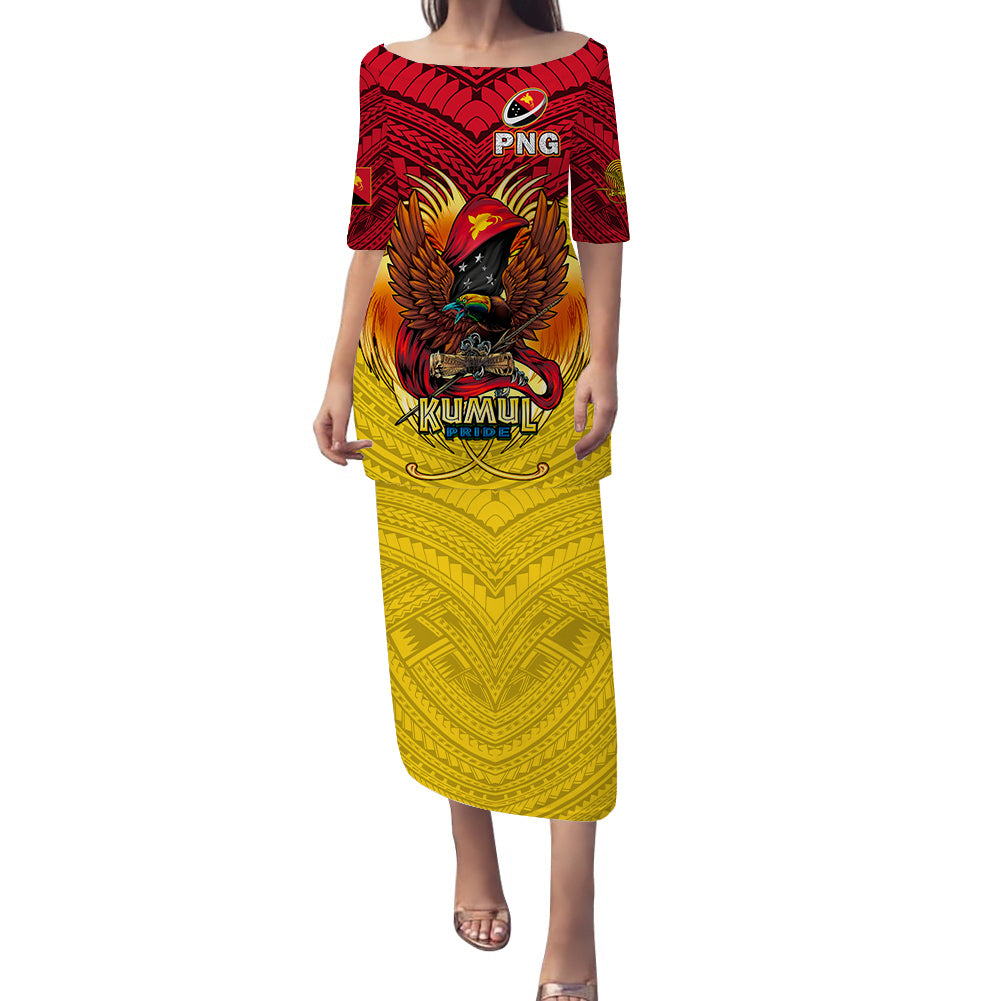 Papua New Guinea Rugby Kumul Pride Puletasi Dress - LT2 Women YELLOW - Polynesian Pride