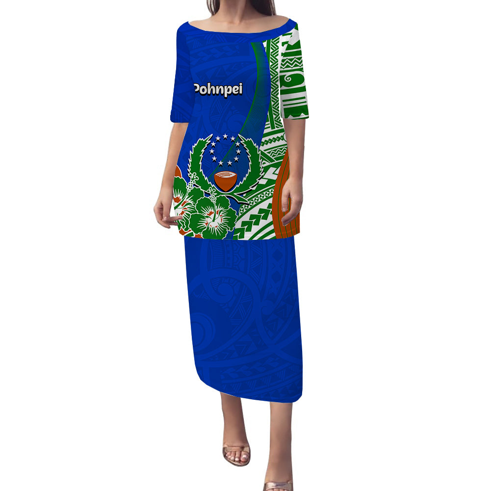 Pohnpei Of Micronesia Puletasi Dress Vibe Style LT6 Women Blue - Polynesian Pride