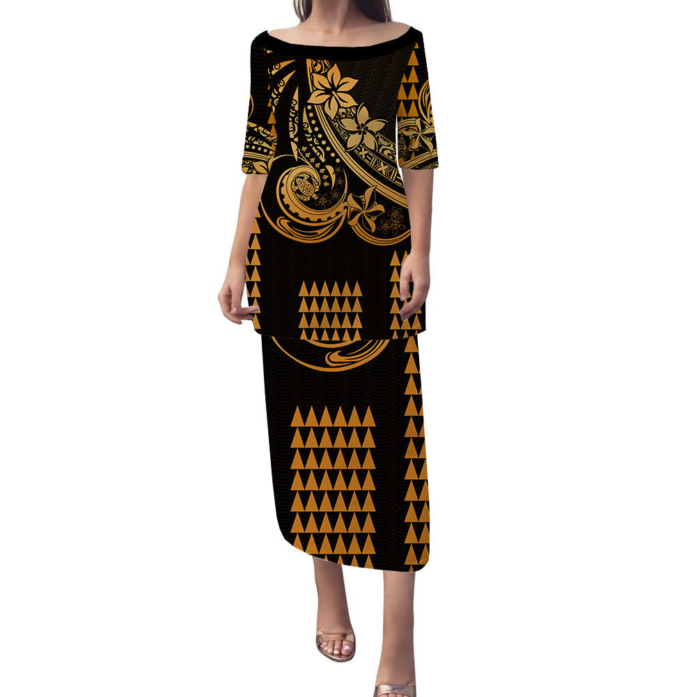 Kakau Hawaiian Polynesian Puletasi Dress Gold LT6 Women Gold - Polynesian Pride