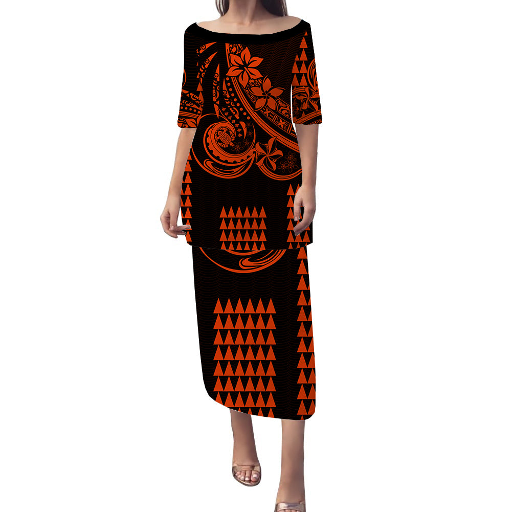 Kakau Hawaiian Polynesian Puletasi Dress Orange LT6 Women Orange - Polynesian Pride