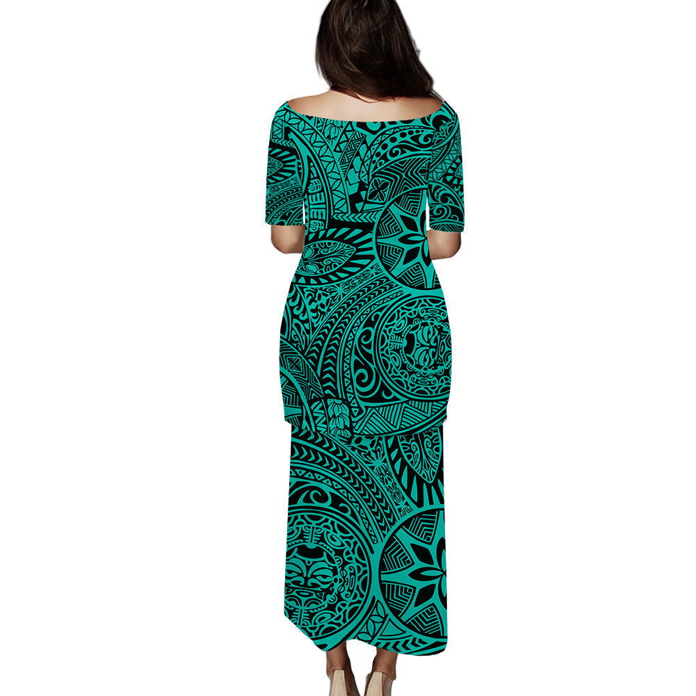 (Custom Personalised) Polynesian Puletasi Dress Tapa Tribal Tattoo Vintage Ver.02 LT14 - Polynesian Pride