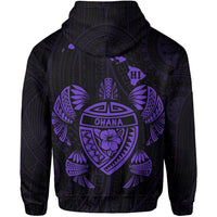 Polynesian Kakau Turtle Ohana Map of Hawaii Zip Hoodie Purple - Polynesian Pride