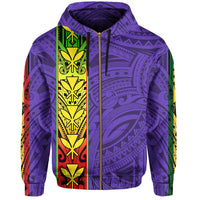 Polynesian Kanaka Flag Kanaka Maoli Hawaii Zip Hoodie Purple - Polynesian Pride