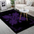 Hawaiian Quilt Maui Plant And Hibiscus Pattern Area Rug - Purple Black - AH - Polynesian Pride