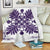 Hawaiian Quilt Maui Plant And Hibiscus Premium Blanket - Purple White - AH White - Polynesian Pride