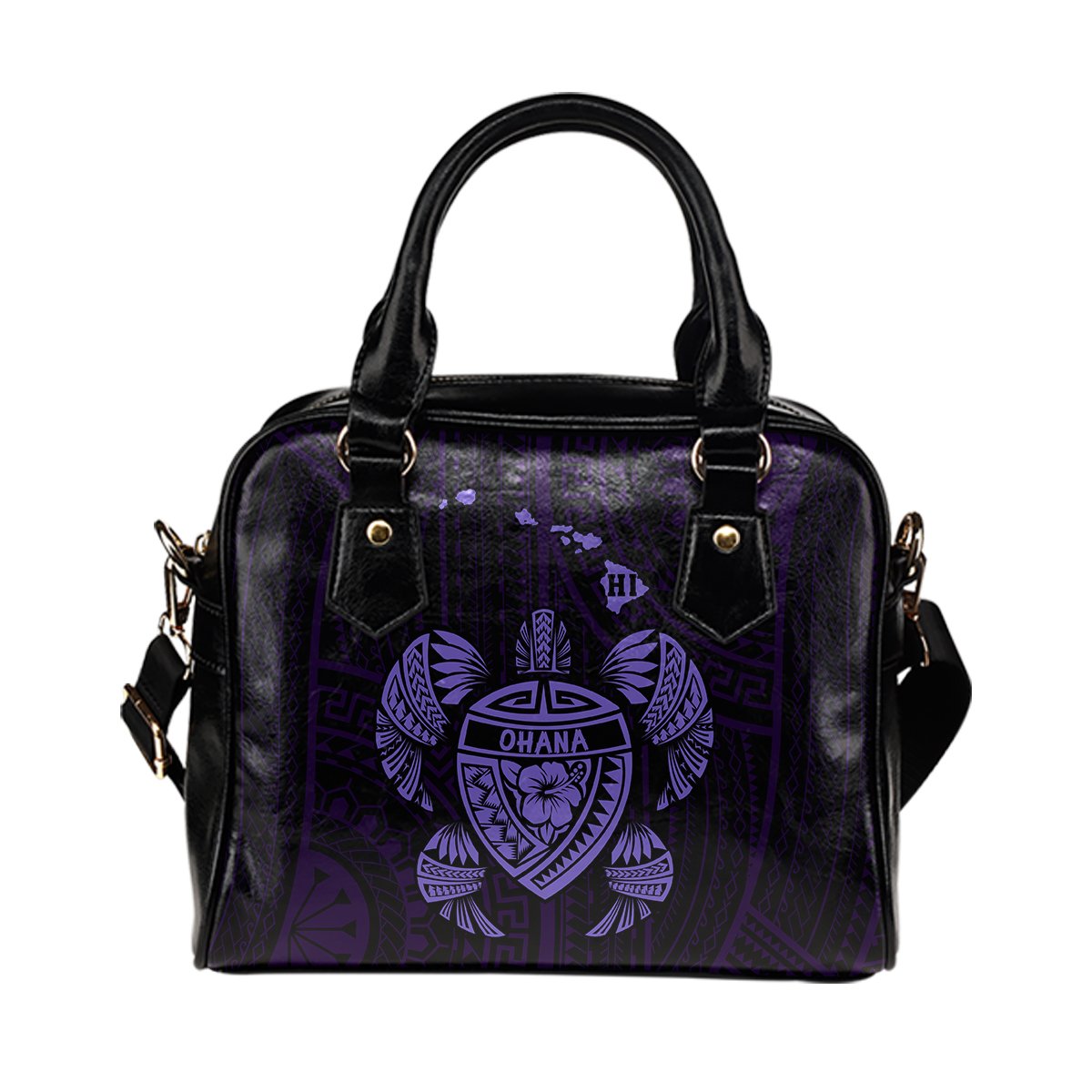 Hawaii Kakau Polynesian Ohana Turtle Map Shoulder Handbag - Purple One Size Purple - Polynesian Pride