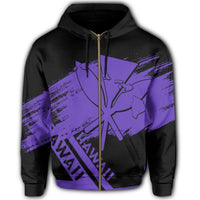 Hawaiian Map Kanaka Identifier Hoodie Zip Purple - Polynesian Pride