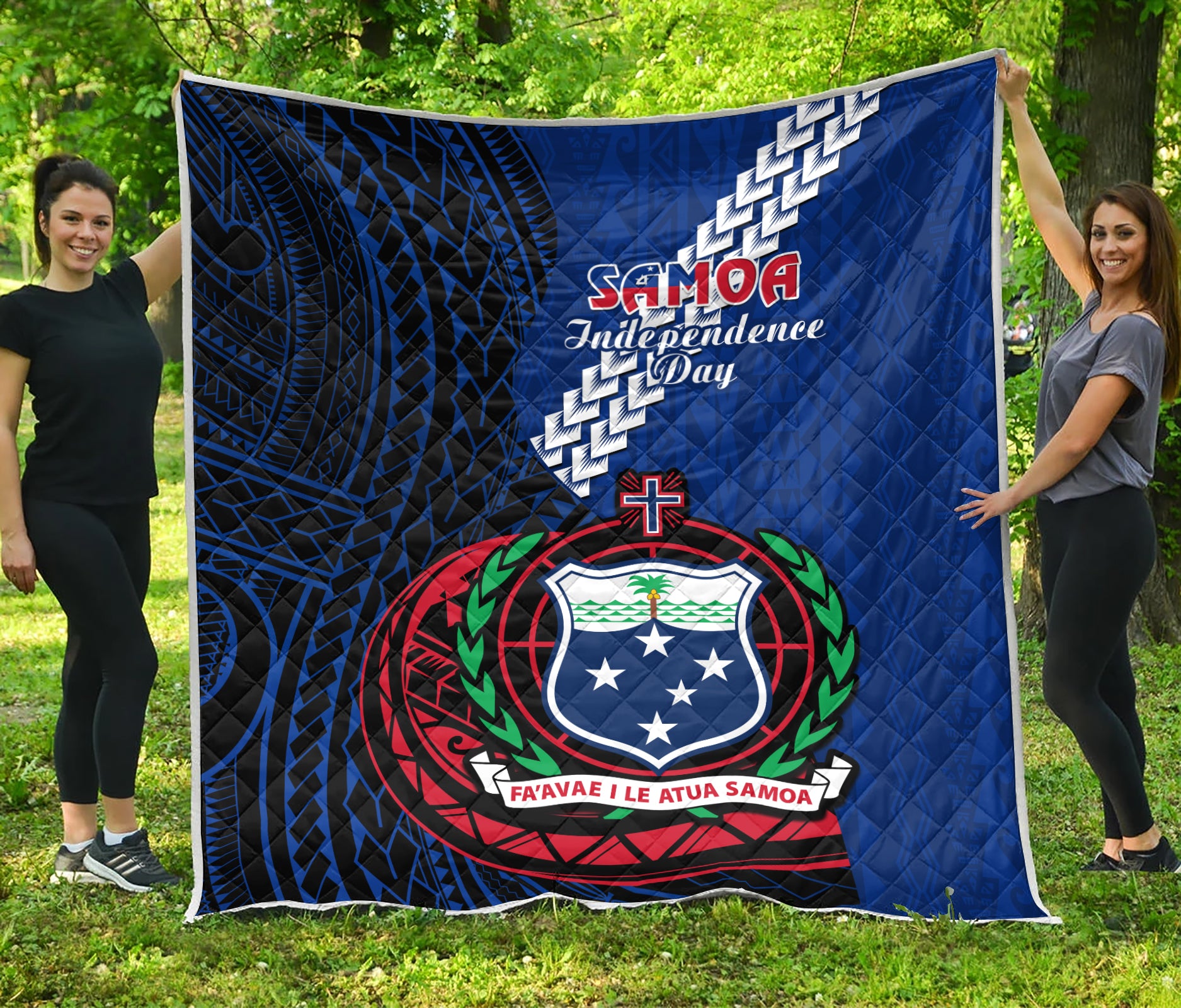 Samoa Premium Quilt Happy Independence Day Samoan Blue Pattern LT14 Blue - Polynesian Pride