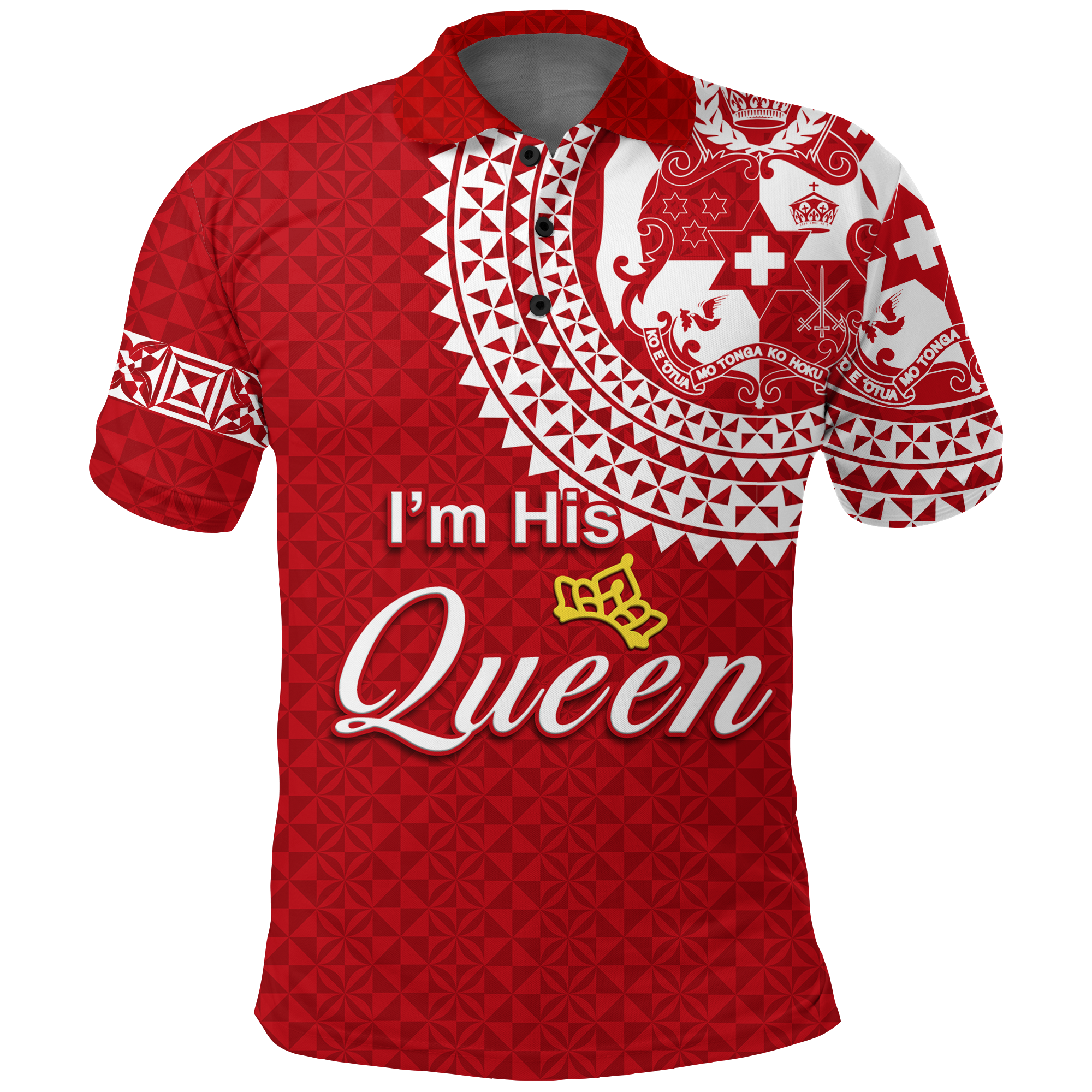 Custom Valentine Day Tonga Couple Love Queen Polo Shirt Tongan Turtle LT12 Red - Polynesian Pride