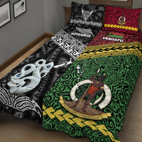 New Zealand And Vanuatu Quilt Bed Set Together - Black LT8 - Polynesian Pride