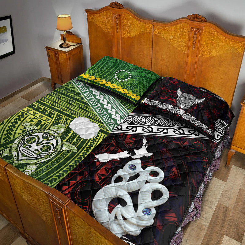 New Zealand And Cook Islands Quilt Bed Set Together - Red LT8 - Polynesian Pride