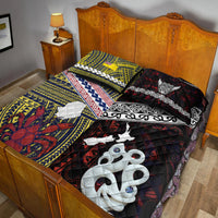 New Zealand And Niue Quilt Bed Set Together - Red LT8 - Polynesian Pride