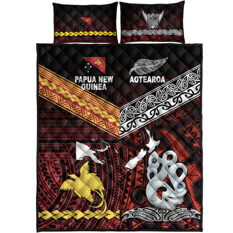 New Zealand And Papua New Guinea Quilt Bed Set Together - Red LT8 - Polynesian Pride