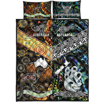 New Zealand Maori Aotearoa And Australia Aboriginal Quilt Bed Set Together - Paua Shell LT8 - Polynesian Pride