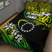 TE INUINU FAMZ - Cook Islands Rugby Quilt Bed Set Unique Vibes - Green LT8 - Polynesian Pride