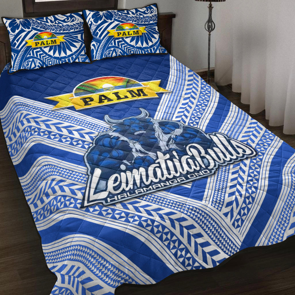 Mate Ma'a Tonga Quilt Bed Set Leimatu'a Bulls Creative Style - Blue LT8 Blue - Polynesian Pride