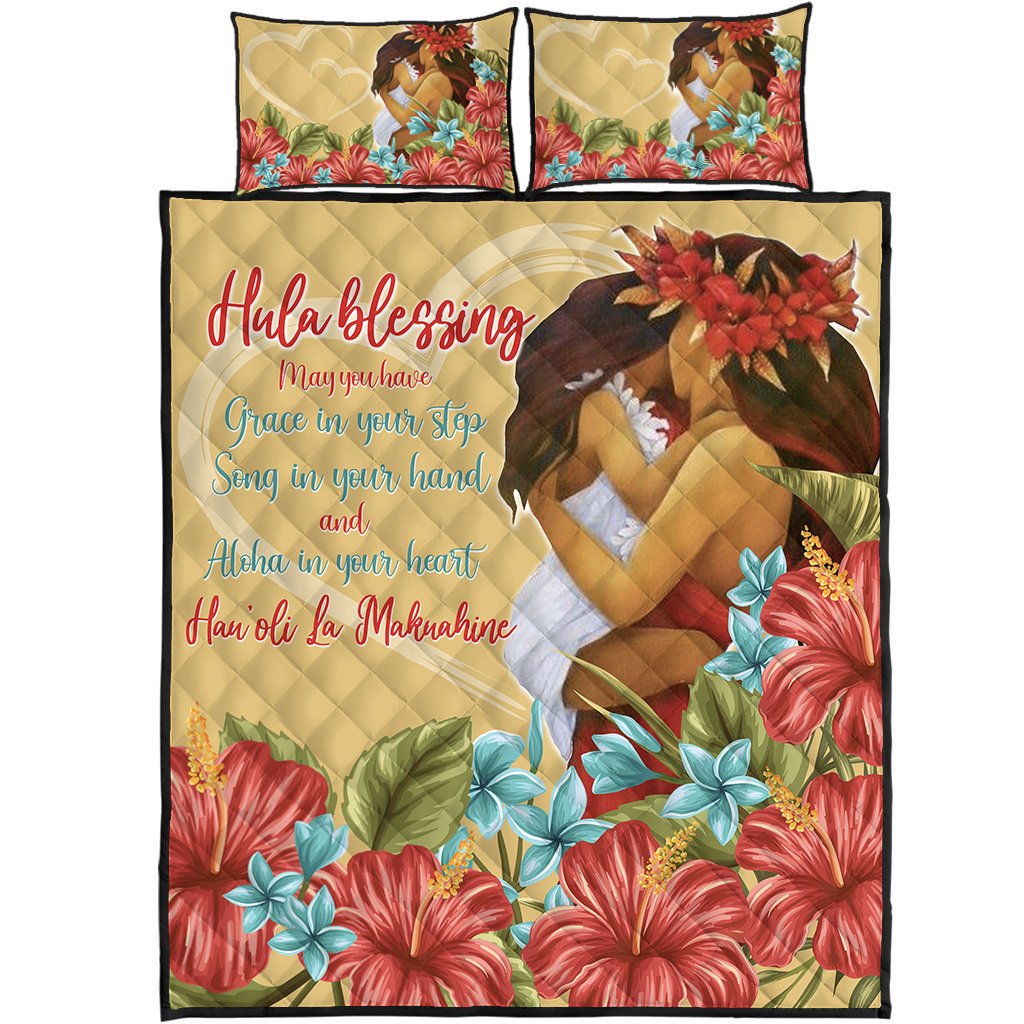 Hawaii Happy Mother Day Quilt Bed Set - Love Style - AH Orange - Polynesian Pride