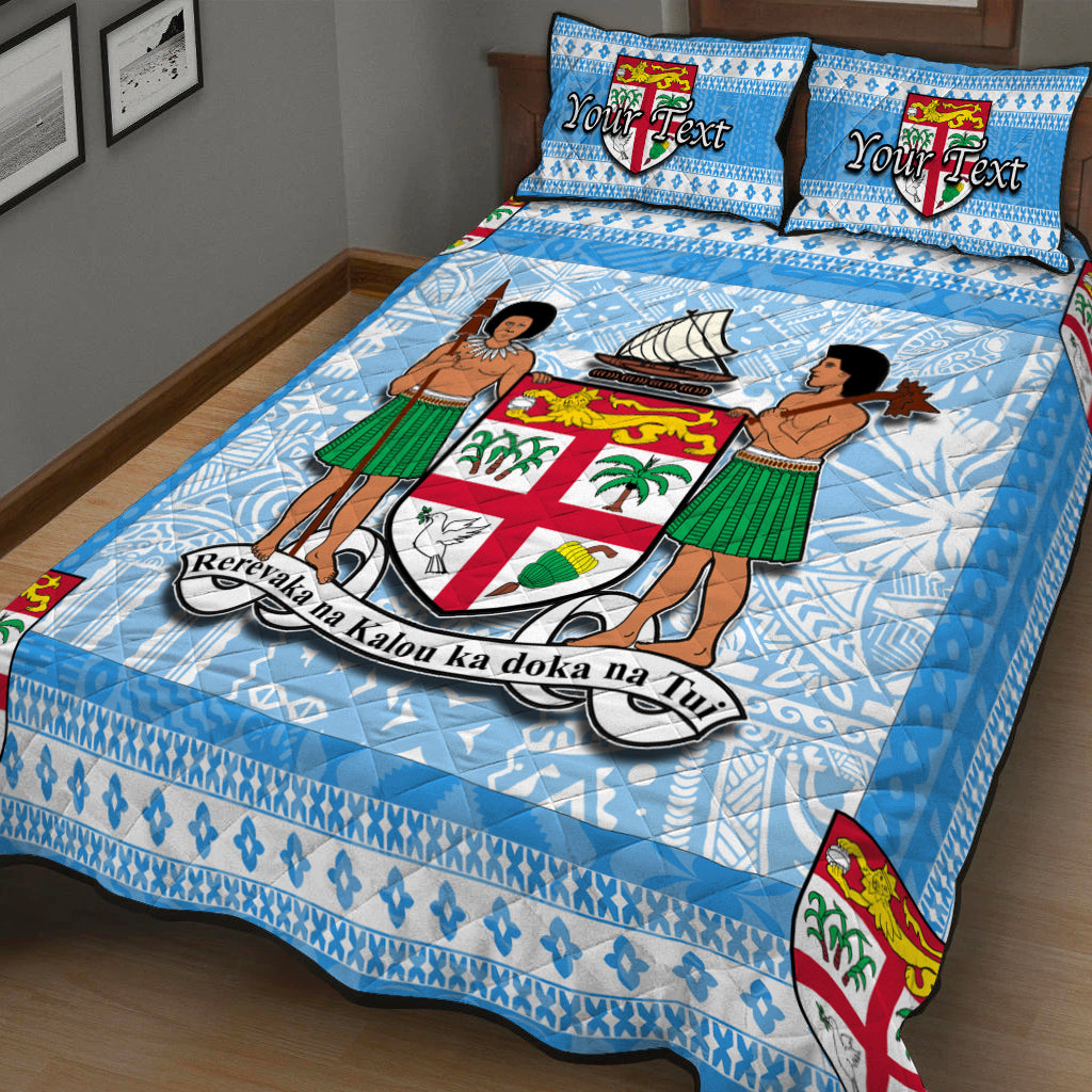 (Custom Personalised) Fiji Quilt Bed Set Blue Style No.1 LT6 - Polynesian Pride