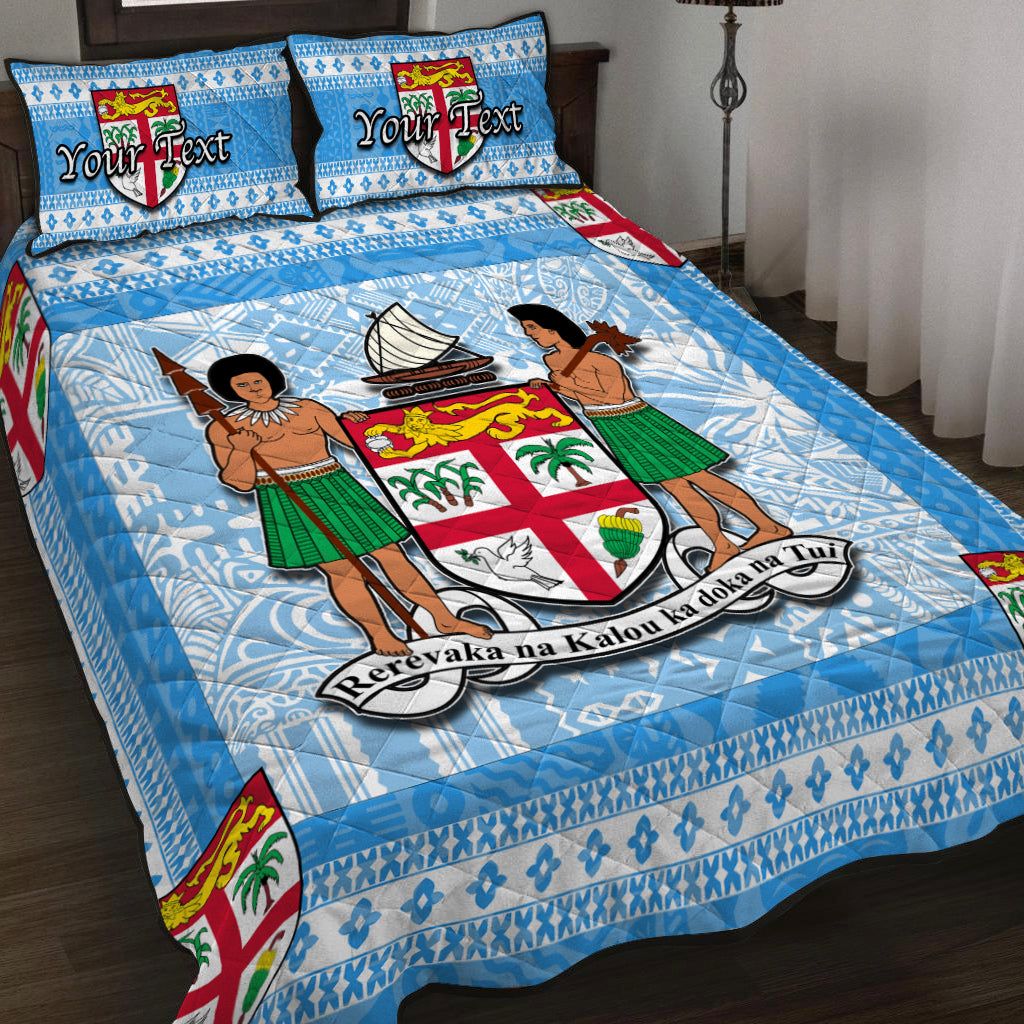 (Custom Personalised) Fiji Quilt Bed Set Blue Style No.1 LT6 Blue - Polynesian Pride