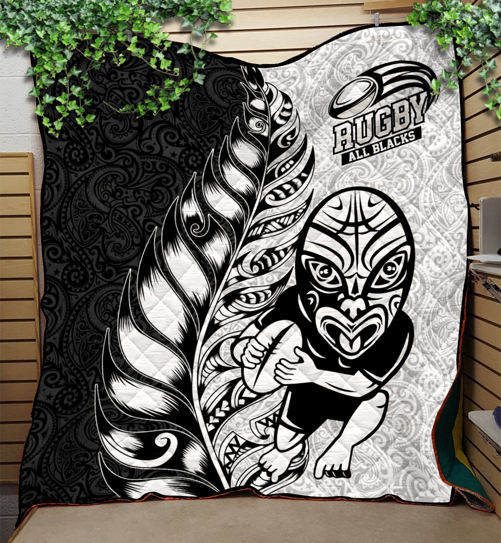 New Zealand Maori All Black Rugby Quilt - LT2 WHITE - Polynesian Pride