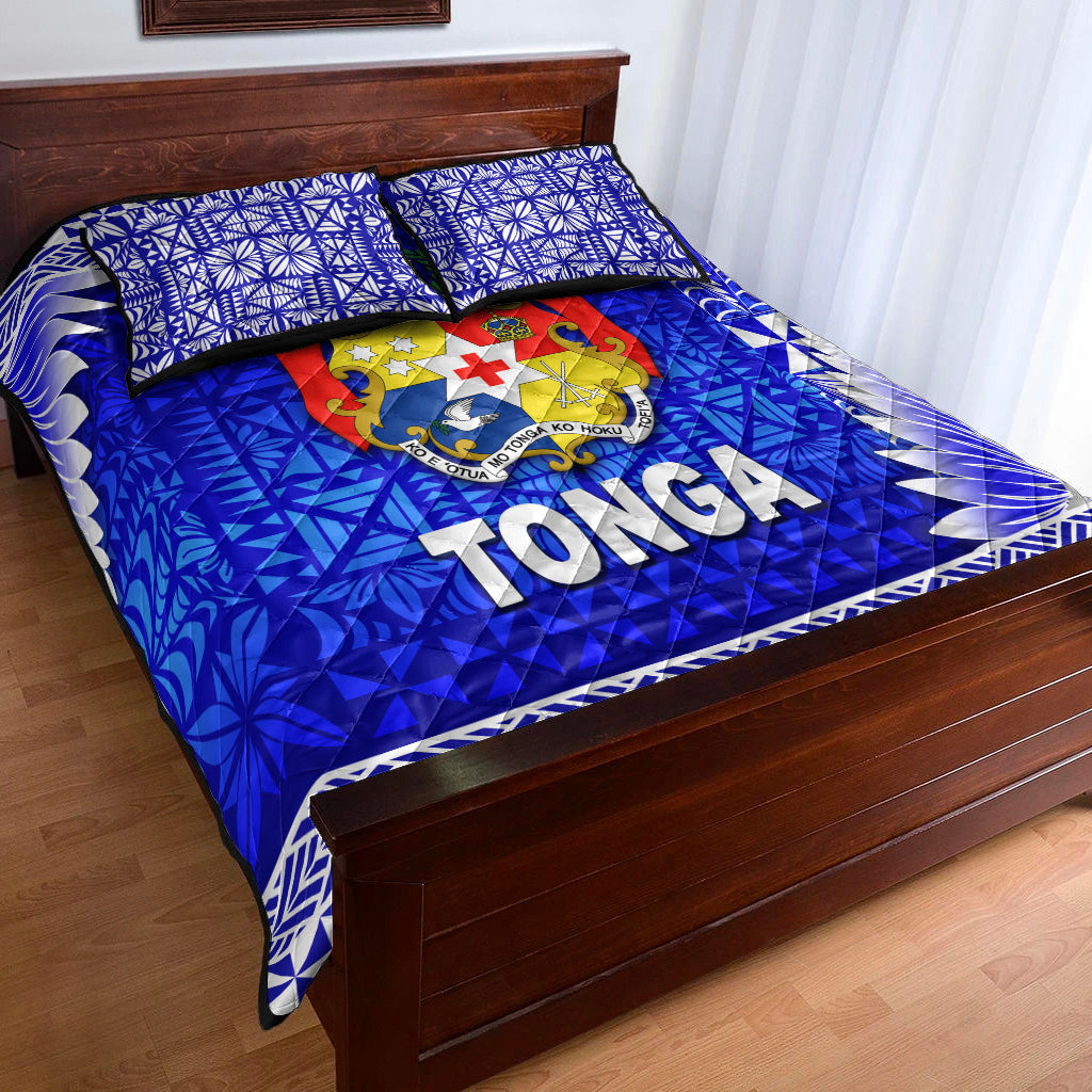 Tonga Coat Of Arms Quilt Bed Set Simplified Version - Blue LT8 Blue - Polynesian Pride