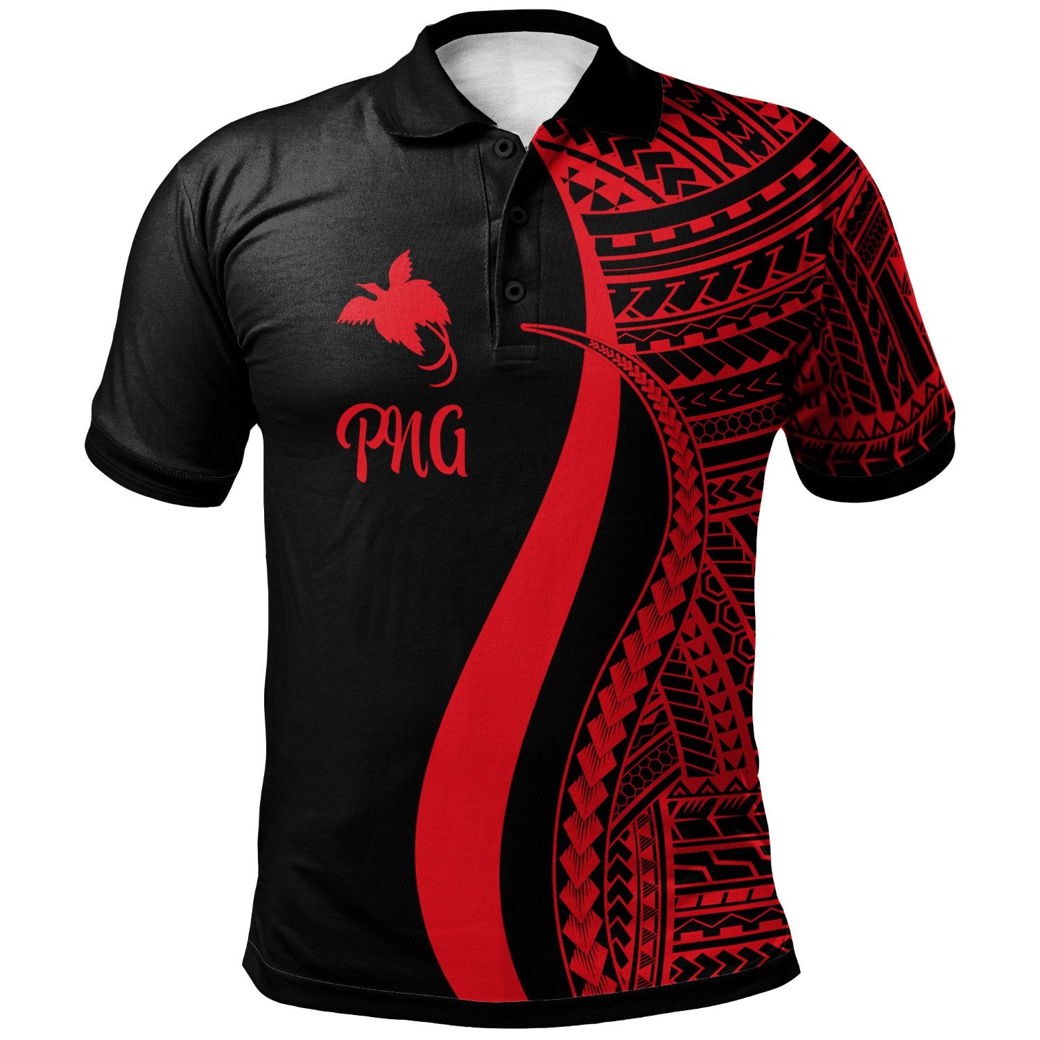 Papua New Guinea Polo Shirt Red Polynesian Tentacle Tribal Pattern Unisex Red - Polynesian Pride