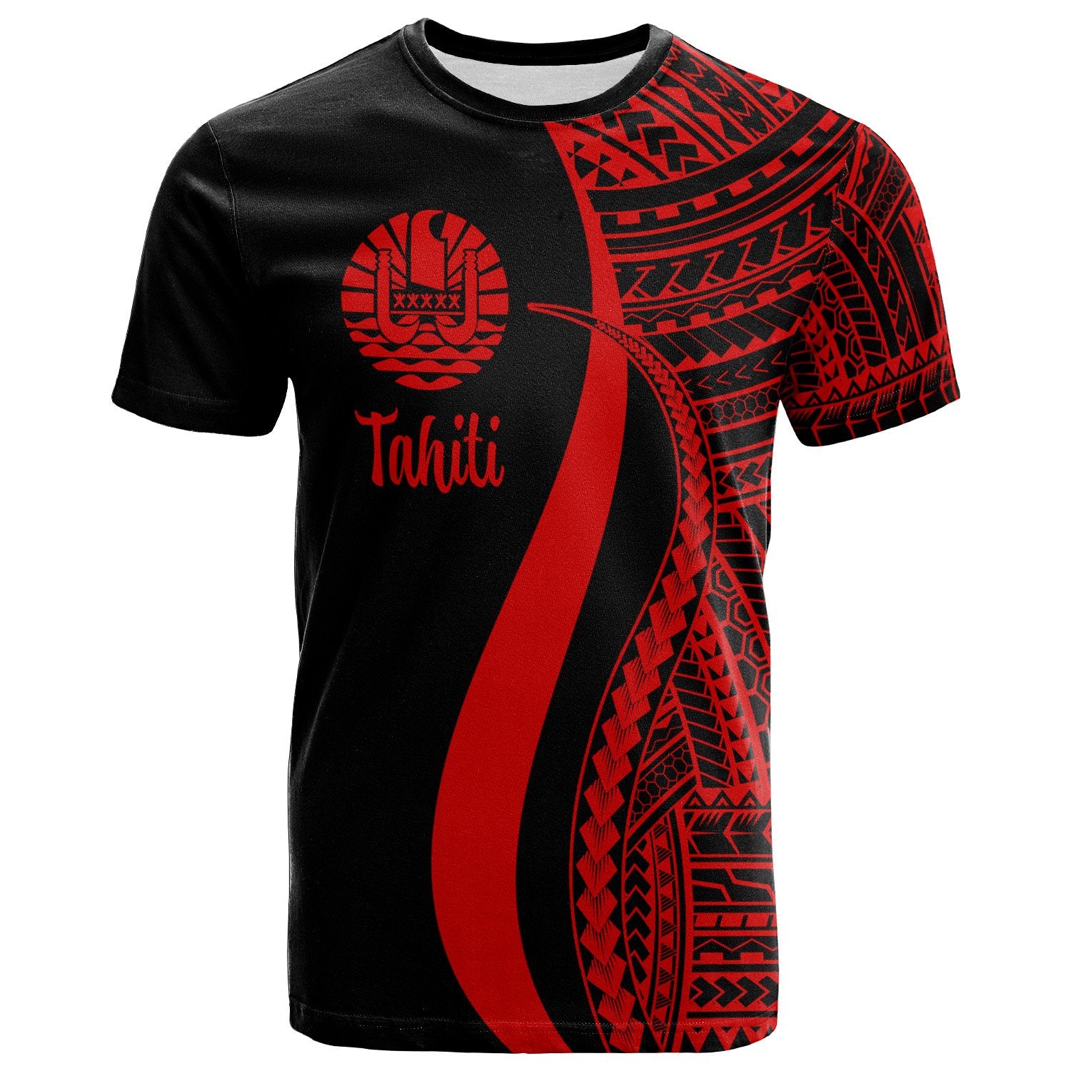 Tahiti T Shirt Red Polynesian Tentacle Tribal Pattern Unisex Red - Polynesian Pride