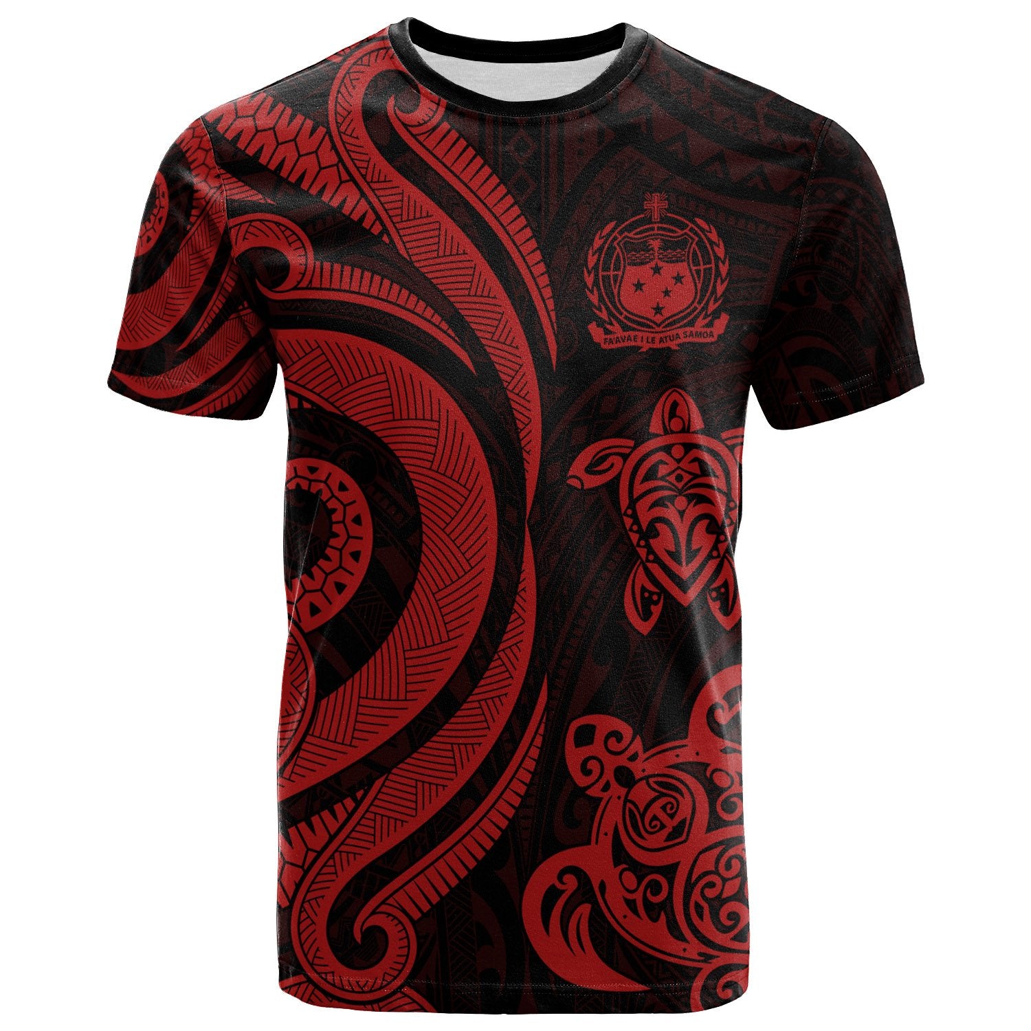 Samoa Polynesian T shirt Red Tentacle Turtle Unisex Red - Polynesian Pride