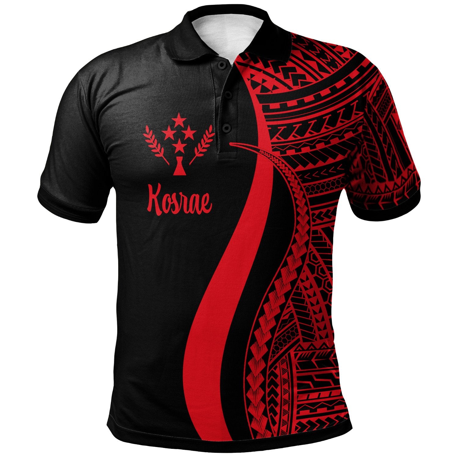 Kosrae Polo Shirt Red Polynesian Tentacle Tribal Pattern Unisex Red - Polynesian Pride