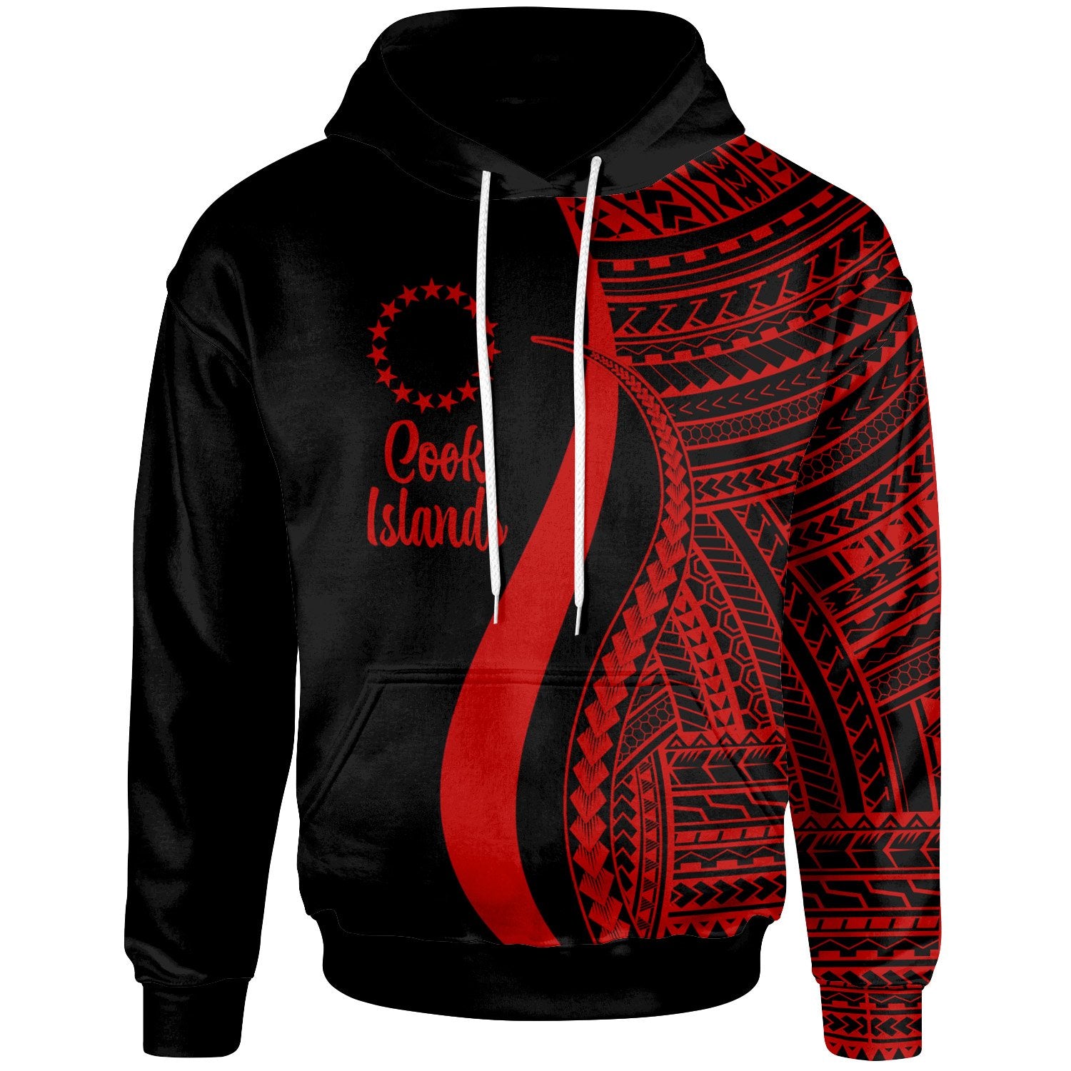 Cook Islands Hoodie Red Tentacle Tribal Pattern Unisex Red - Polynesian Pride