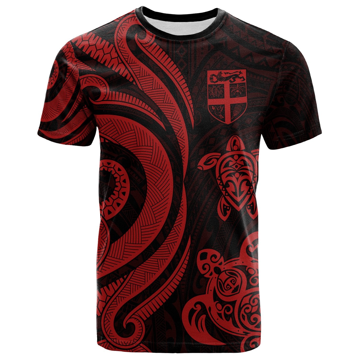 Fiji Polynesian T Shirt Red Tentacle Turtle Unisex Red - Polynesian Pride