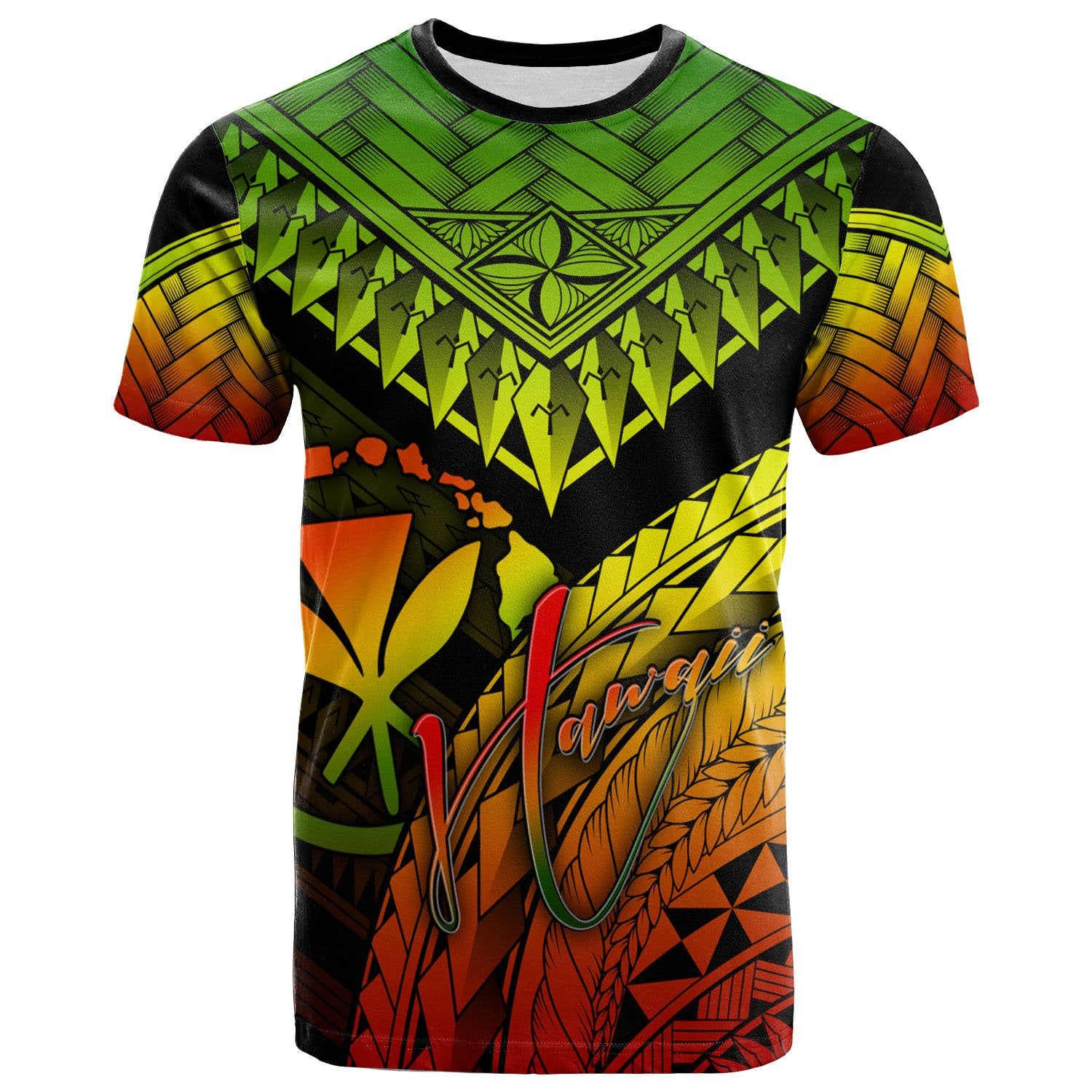 Hawaii Polynesian T Shirt Reggae Polynesian Necklace and Lauhala Unisex Reggae - Polynesian Pride