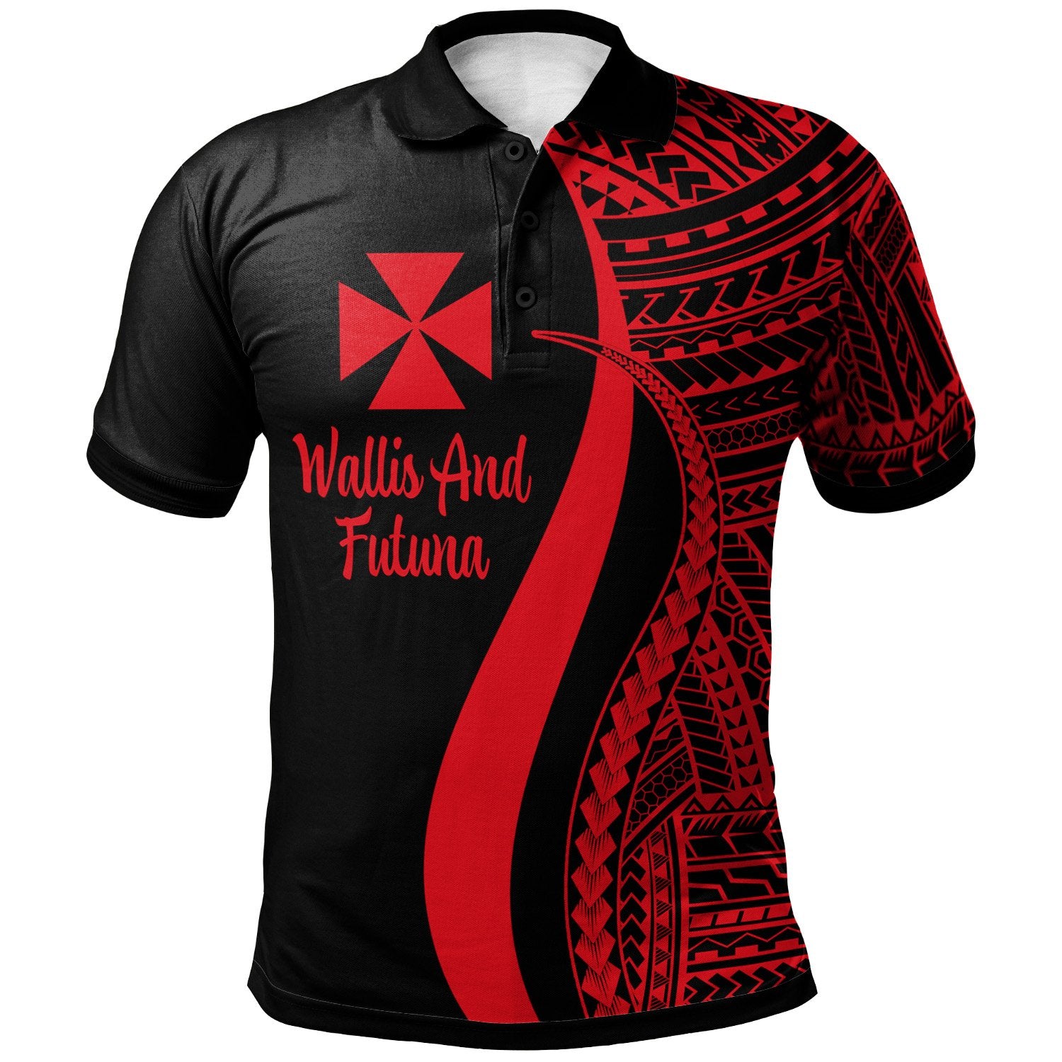 Wallis and Futuna Polo Shirt Red Polynesian Tentacle Tribal Pattern Unisex Red - Polynesian Pride