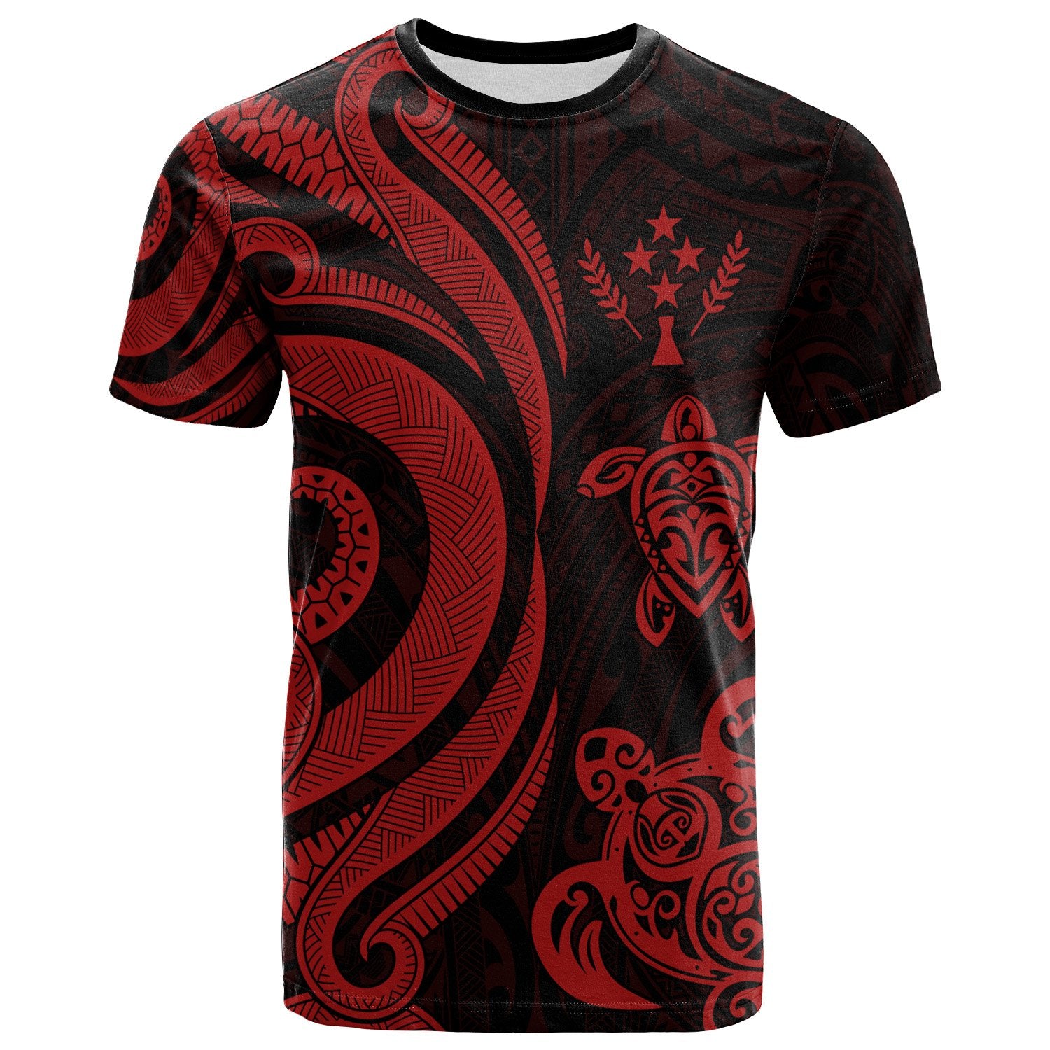 Kosrae Polynesian T shirt Red Tentacle Turtle Unisex Red - Polynesian Pride