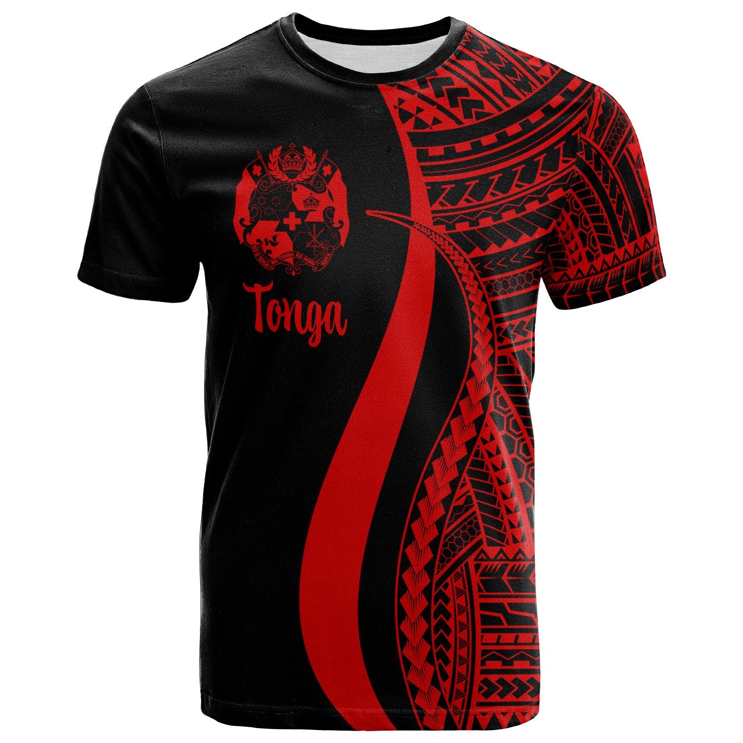 Tonga T Shirt Red Polynesian Tentacle Tribal Pattern Unisex Red - Polynesian Pride