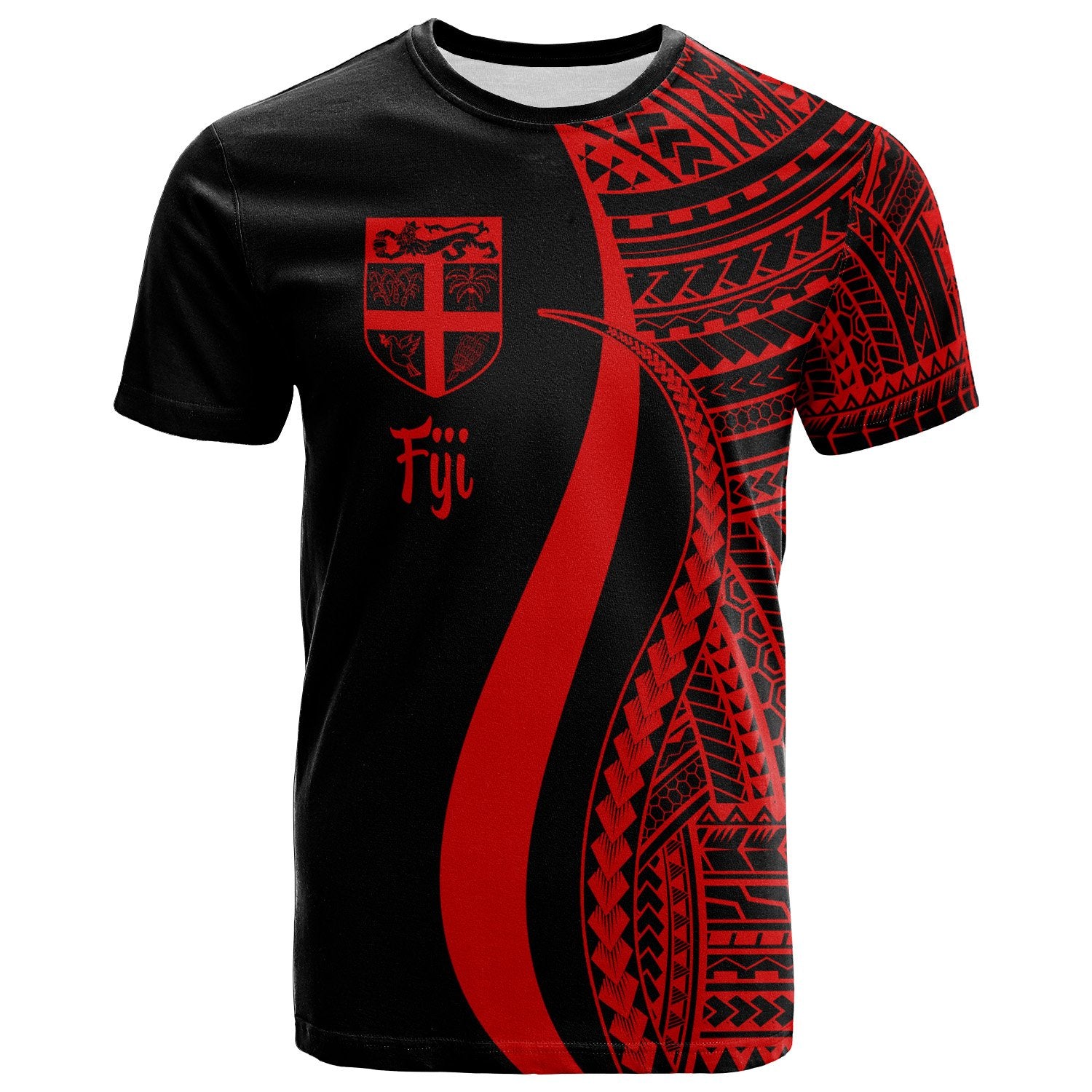 Fiji T Shirt Red Polynesian Tentacle Tribal Pattern Unisex Red - Polynesian Pride