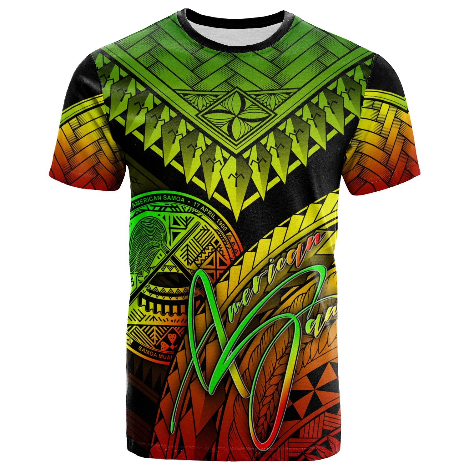 American Samoa T Shirt Reggae Polynesian Necklace and Lauhala Unisex Reggae - Polynesian Pride