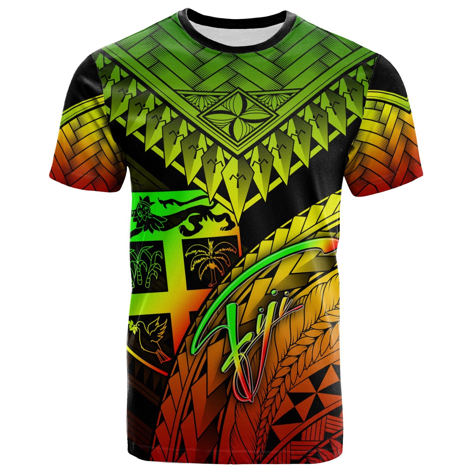 Fiji T Shirt Reggae Polynesian Necklace and Lauhala Unisex Reggae - Polynesian Pride