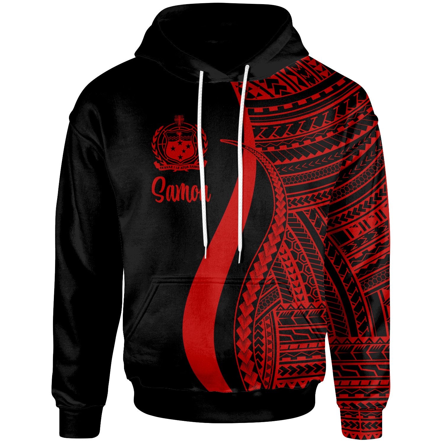 Samoa Hoodie Red Tentacle Tribal Pattern Unisex Red - Polynesian Pride