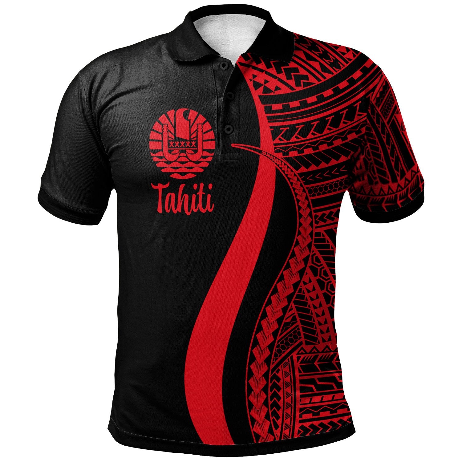 Tahiti Polo Shirt Red Polynesian Tentacle Tribal Pattern Unisex Red - Polynesian Pride